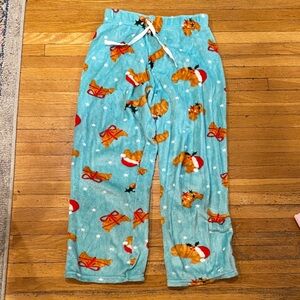Kids Holiday Pajama Pants - Blue with holiday croissants